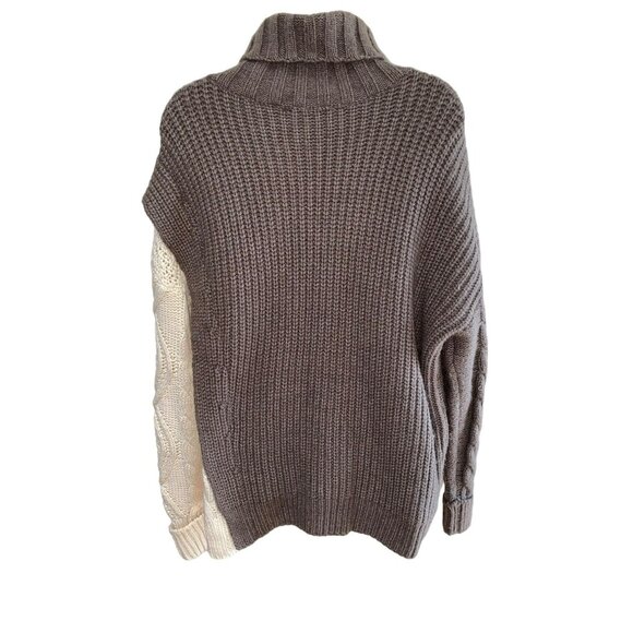 Davi & Dani Two-Tone Chunky Turtleneck Sweater Size Large - Picture 2 of 7